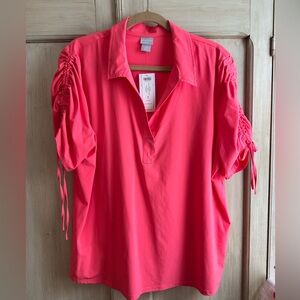 Chico's Zenergy Bright Pink Ruched Sleeve Blouse